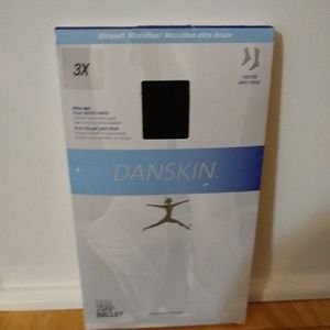 NEW Danskin Black Microfiber Footed Tights 3X